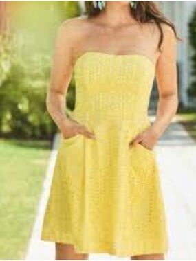 Lilly Pulitzer 00 yellow eyelet blossom mini dress designer coquette feminine